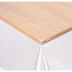 Transparente Venilia Tischschoner Crystal Meterware auf Holztisch, wasserabweisend.