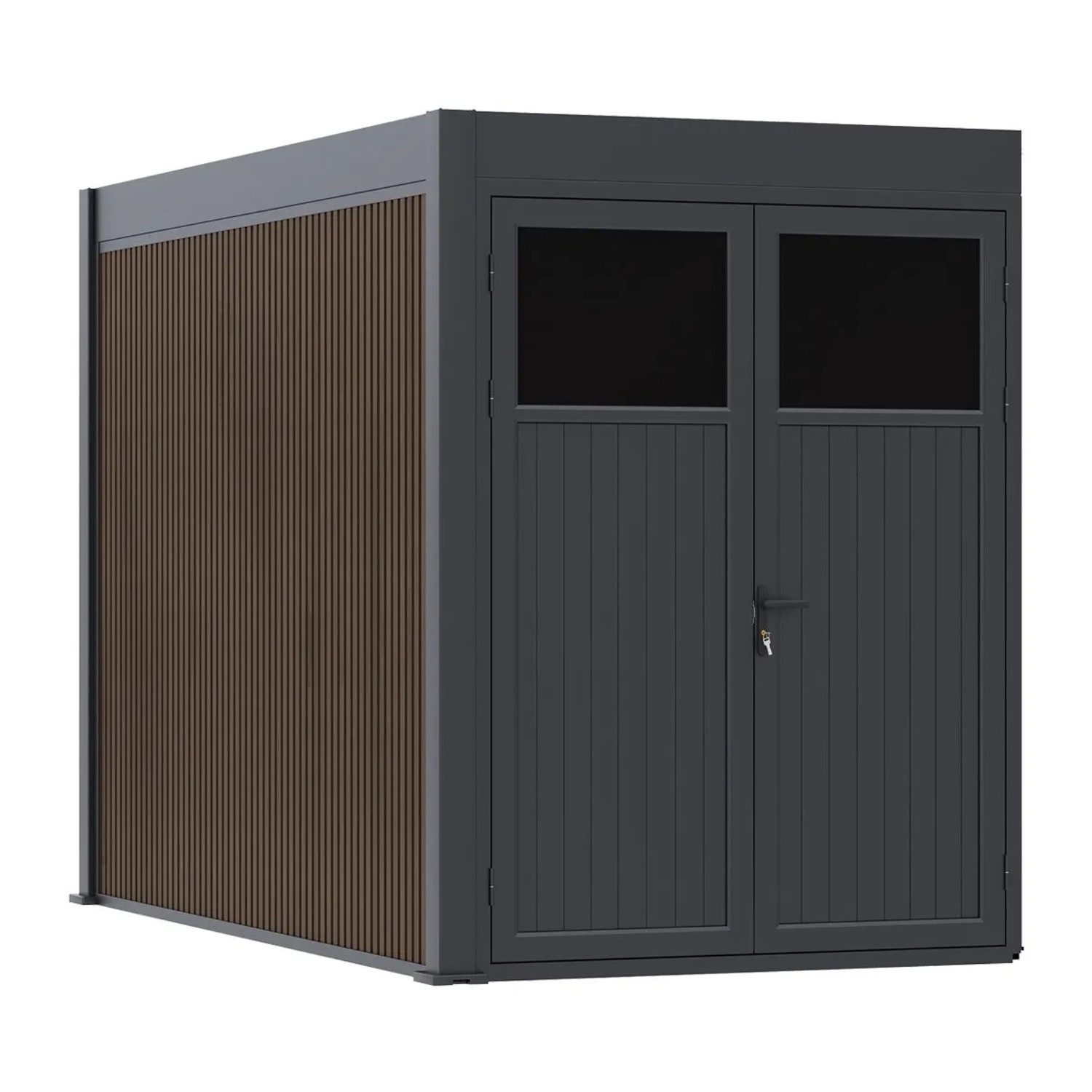 Weide Aluminium & Wpc Anbau-Gartenhaus 3.6 X 2.0 Meter Anthrazit/Teak