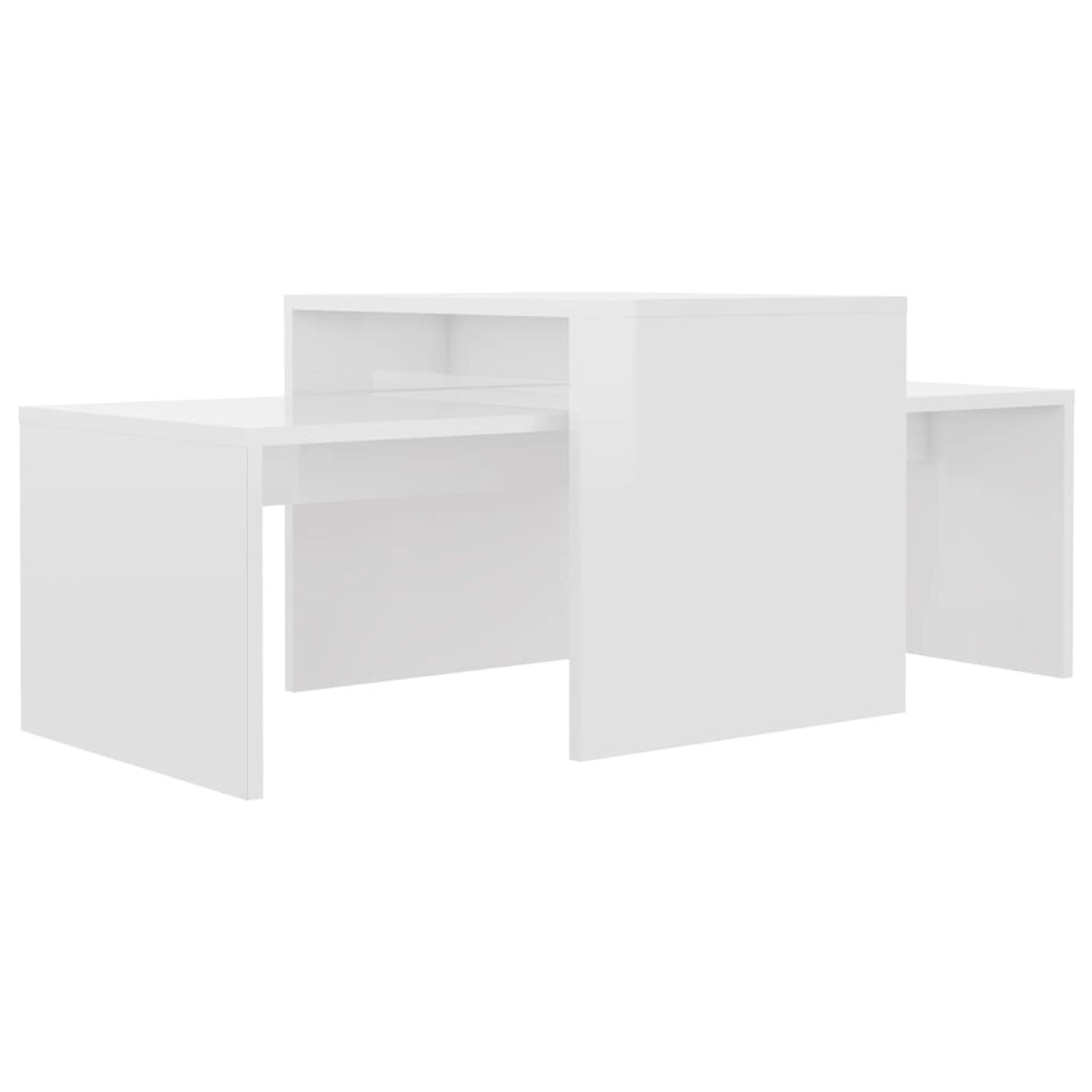vidaXL Couchtisch-Set Hochglanz-Weiß 100x48x40 cm Holzwerkstoff 802918 günstig online kaufen