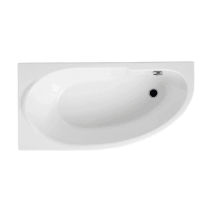Weiße Bad Land Eckbadewanne MIKI 140x70 cm, Draufsicht.