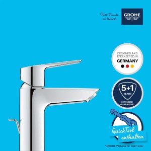 Grohe QuickFix Waschtischarmatur Start S-Size mit Zugstange, Chrom-Finish.