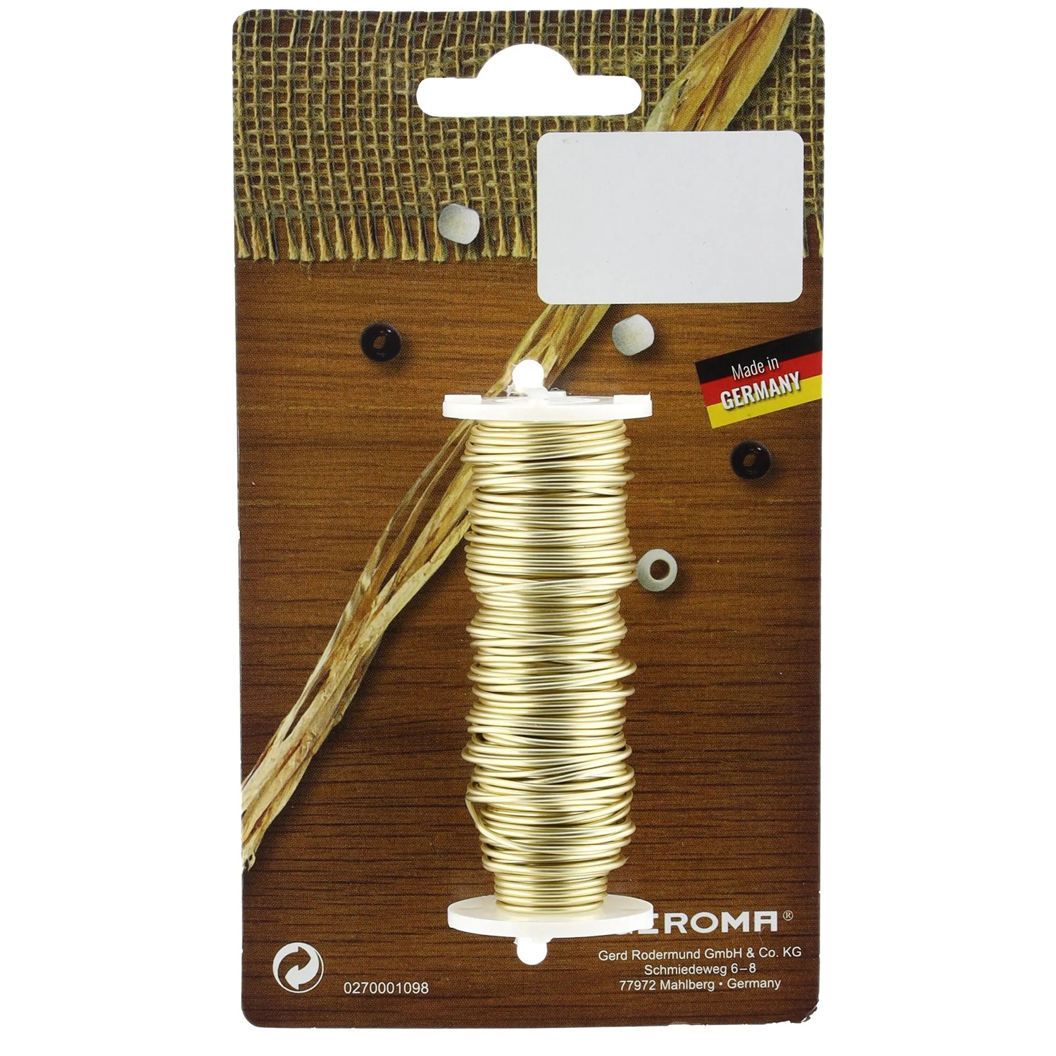 Weihnachts-Deko Aluminiumdraht auf Spule 1 mm 35 g Gold