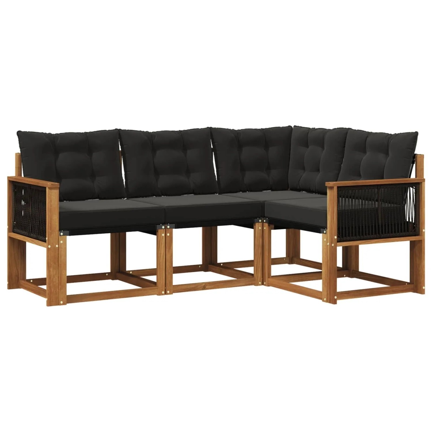 vidaXL Outdoor-Sofagarnitur mit Kissen 4 Stk Natur und Schwarz 3381920