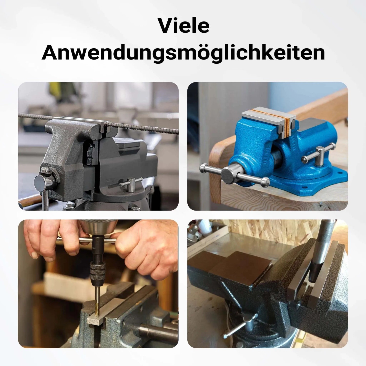 Wiltec Parallelschraubstock 125mm Klemmbacken. Vielseitige Anwendungen auf der Werkbank, z.B. Spannen von Metall.