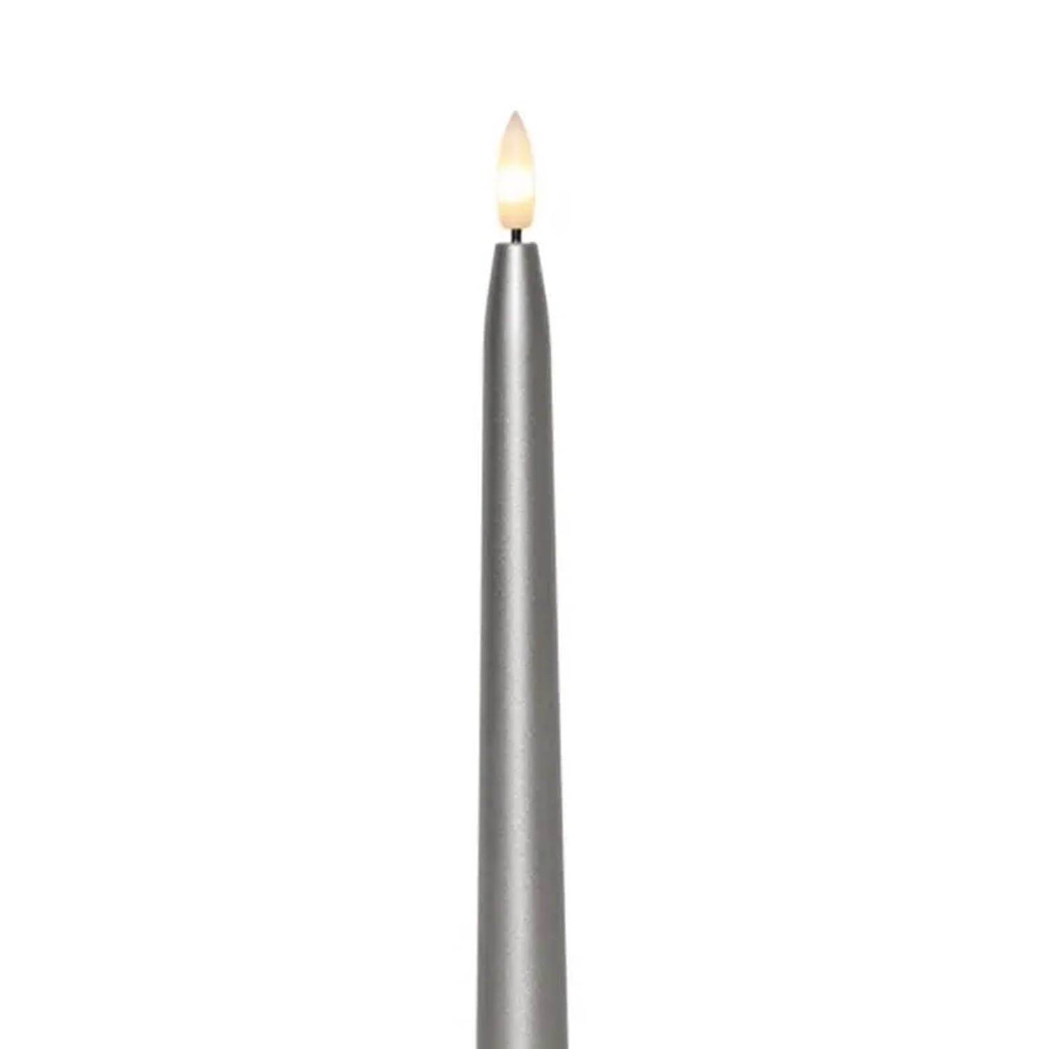 Star Trading LED Stabkerzen FLAMME METAL 2er Set Silber 39cm