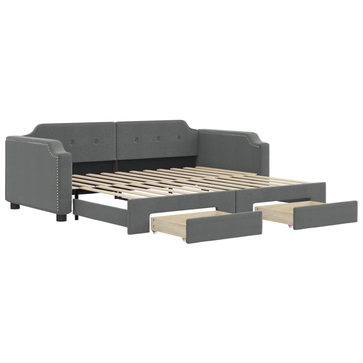 vidaXL Tagesbett Ausziehbar mit Schubladen Dunkelgrau 90x190 cm Stoff188420 günstig online kaufen