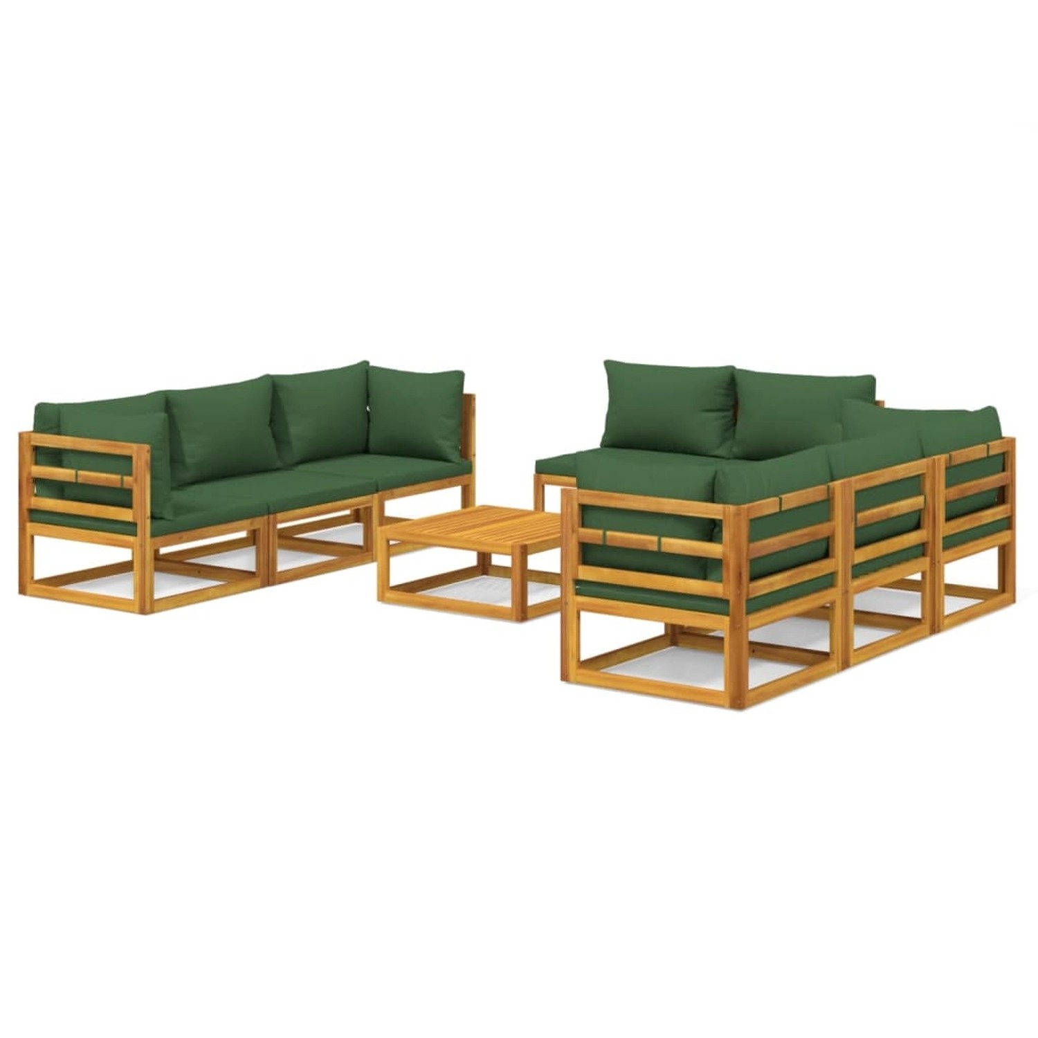 Vidaxl 9-tlg. Garten-lounge-set Mit Grünen Kissen Massivholz günstig online kaufen