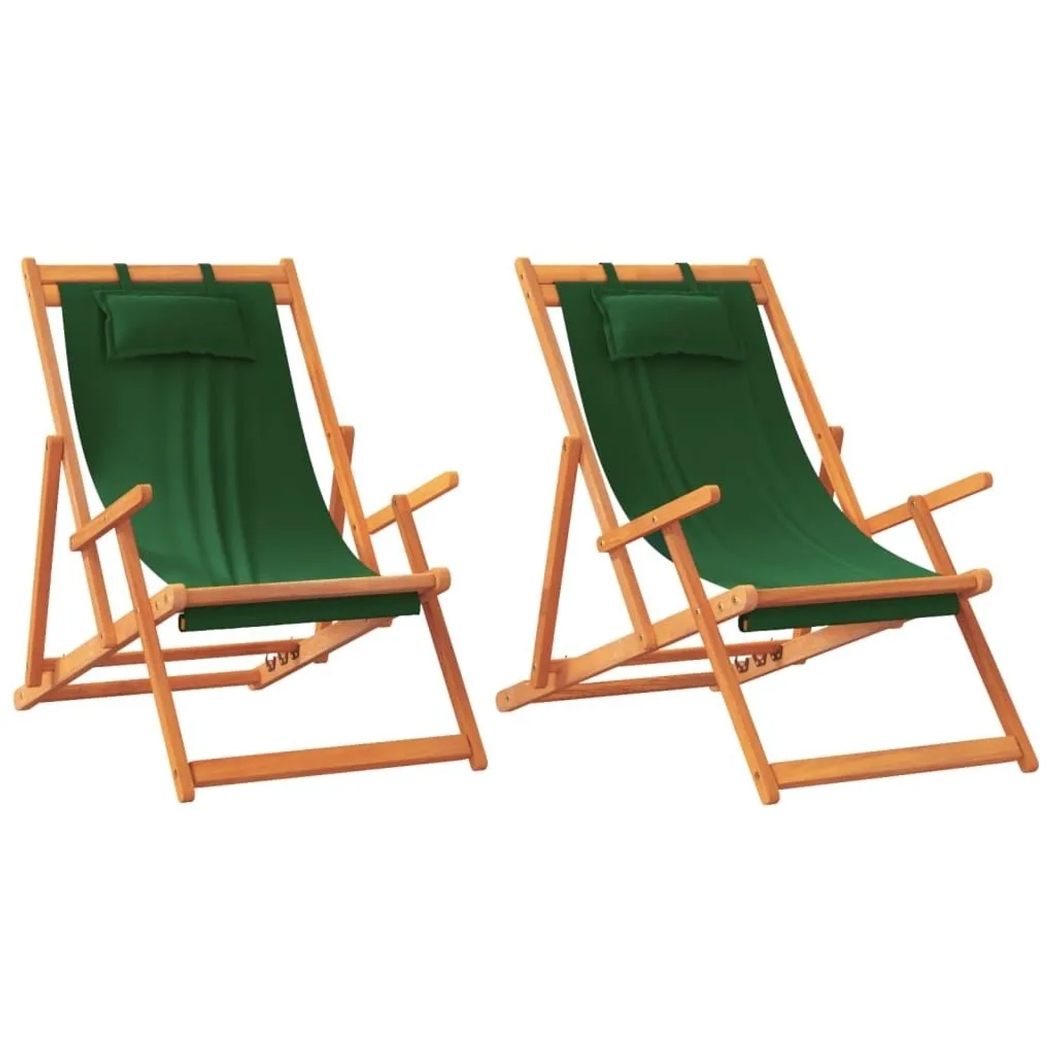 vidaXL Klappbare Strandstühle 2 Stk Grün Stoff 3214485