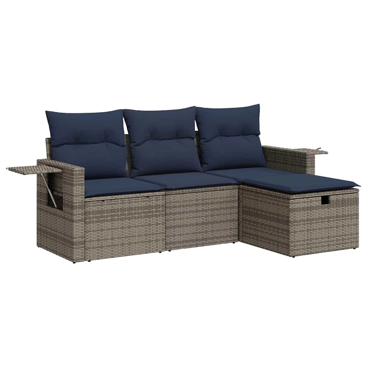 vidaXL 4-Tlg Garten-Sofagarnitur mit Kissen Grau Poly Rattan 3325457 günstig online kaufen