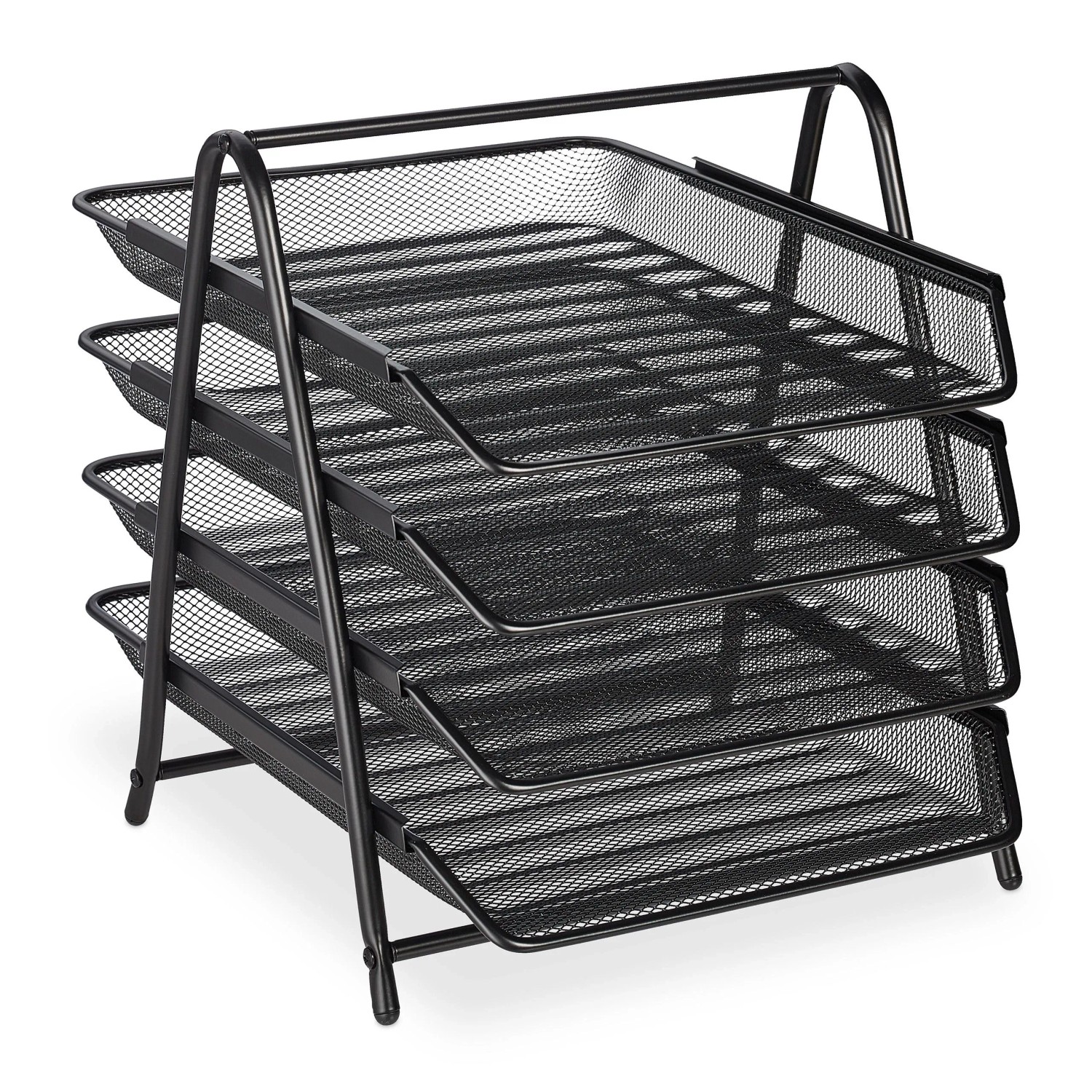 Relaxdays Dokumentenablage Stahl Schwarz mit 4 Fächern Ausziehbar 32,5 cm x 30 cm x 35,5 cm 1,5 kg