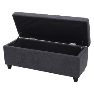 BERLINLODGE Aufbewahrungs-Truhe Lars 45x114x45cm Stoff/Textil Dunkelgrau