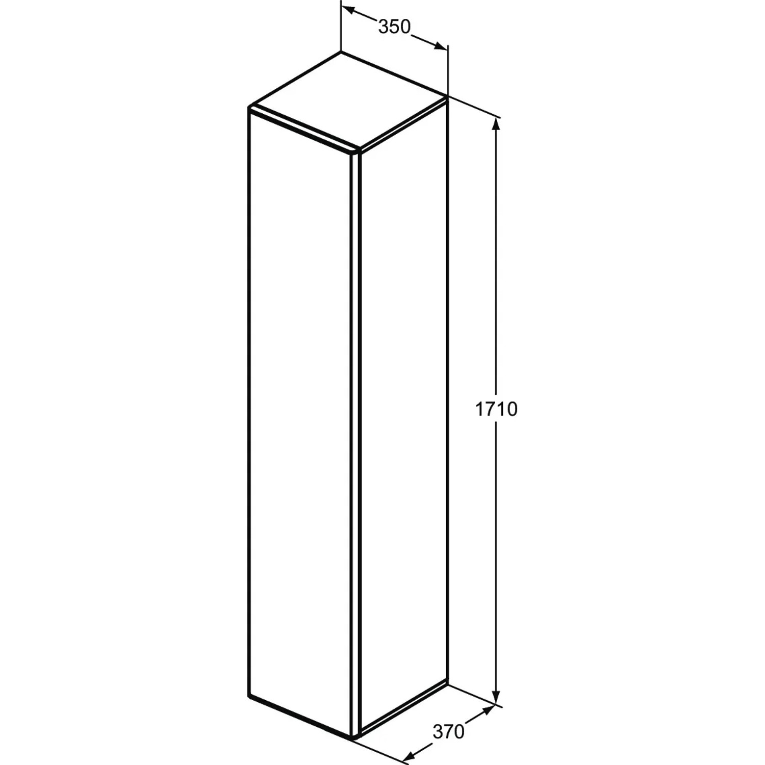 Abbildung des Ideal Standard Bad-Hochschranks Adapto in Weiß, ein schmaler Badschrank mit den Maßen 37x35x171 cm.