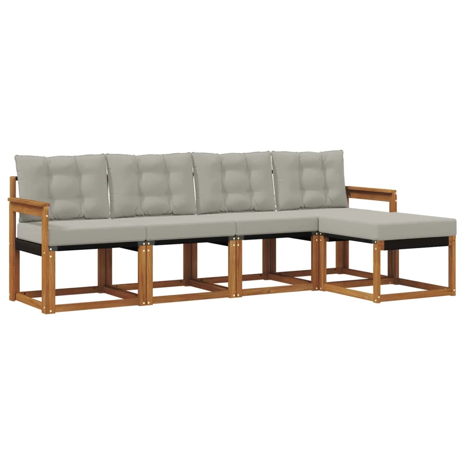 vidaXL Outdoor-Sofagarnitur mit Kissen 5-Tlg Natur und Hellgrau 3368562