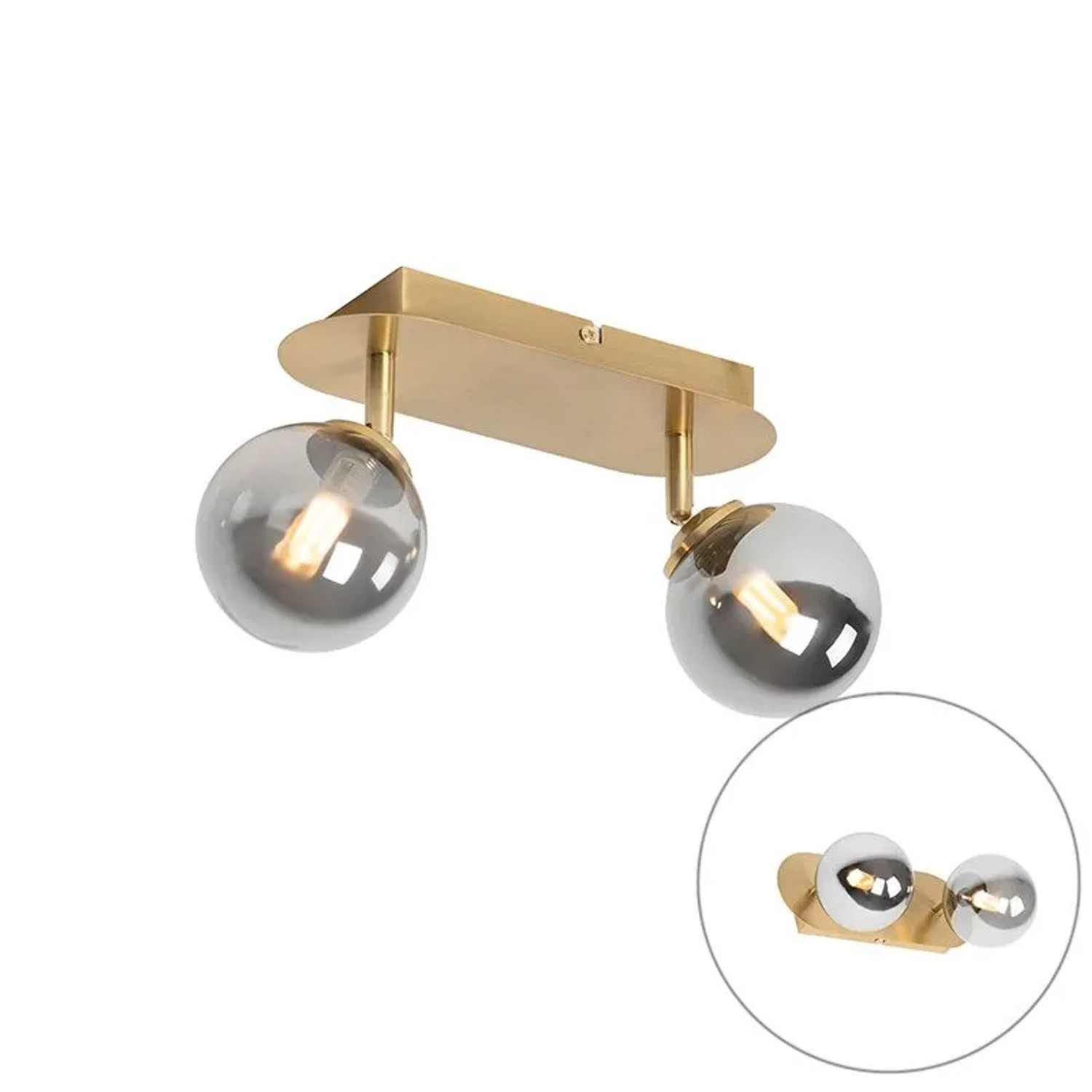 QAZQA Spot Gold 2 Licht Verstellbar mit Rauchglas Athen