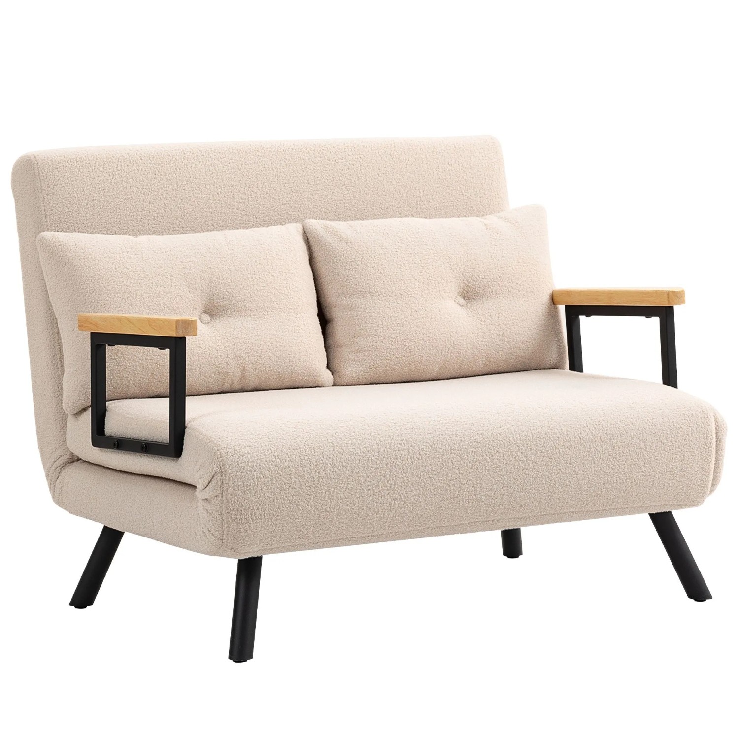 HOMCOM Schlafsofa Stahl Polyester 102L x 73B x 81H cm Beige