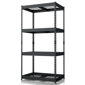 Floordirekt Schwerlastregal Yukon Rivet 4 Böden Schwarz 180 x 90 x 60 cm
