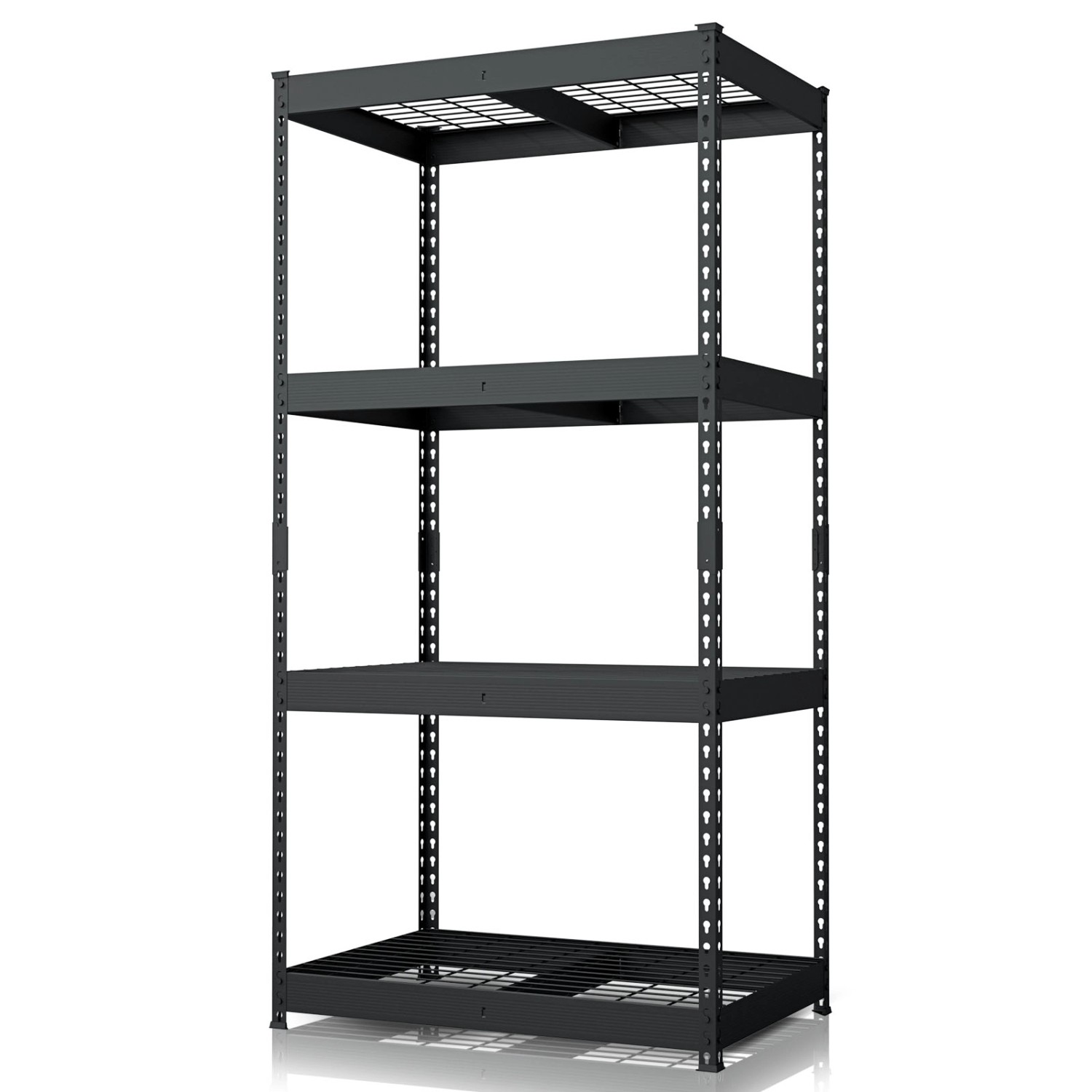 Floordirekt Schwerlastregal Yukon Rivet 4 Böden Schwarz 180 x 90 x 60 cm günstig online kaufen