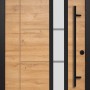 Splendoor Sicherheitshaustür Thermospace Paris Prime RC2 in Eiche Natur mit Glaseinsatz und schwarzem Rahmen.