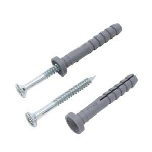 Protektor Schlagdübel Set, 100 Stück, 6x40mm, Kreuzschlitz, Stahl, silberfarben.