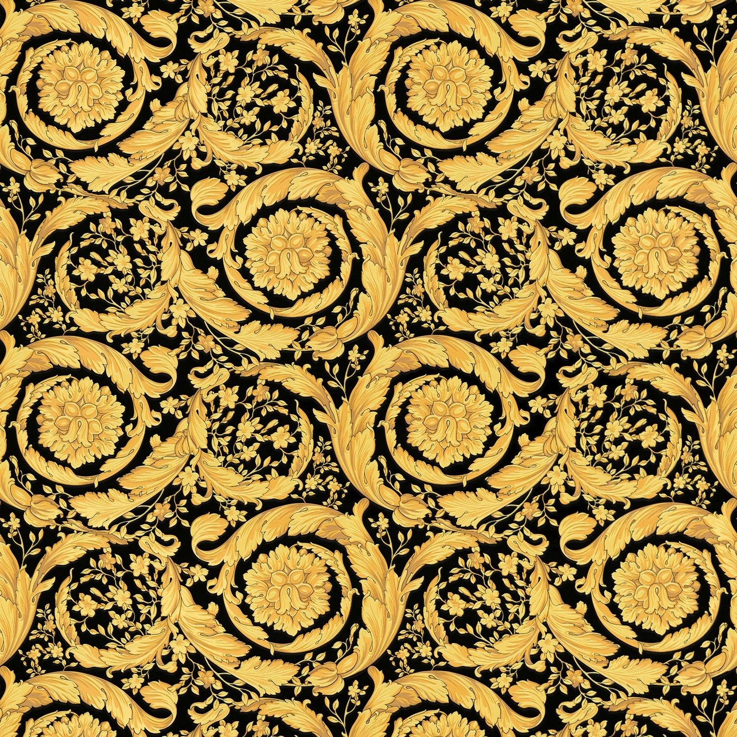 PROFHOME 935834-GU Exklusive Tapete Barock schimmernd Gold Schwarz 7,035 m2 günstig online kaufen