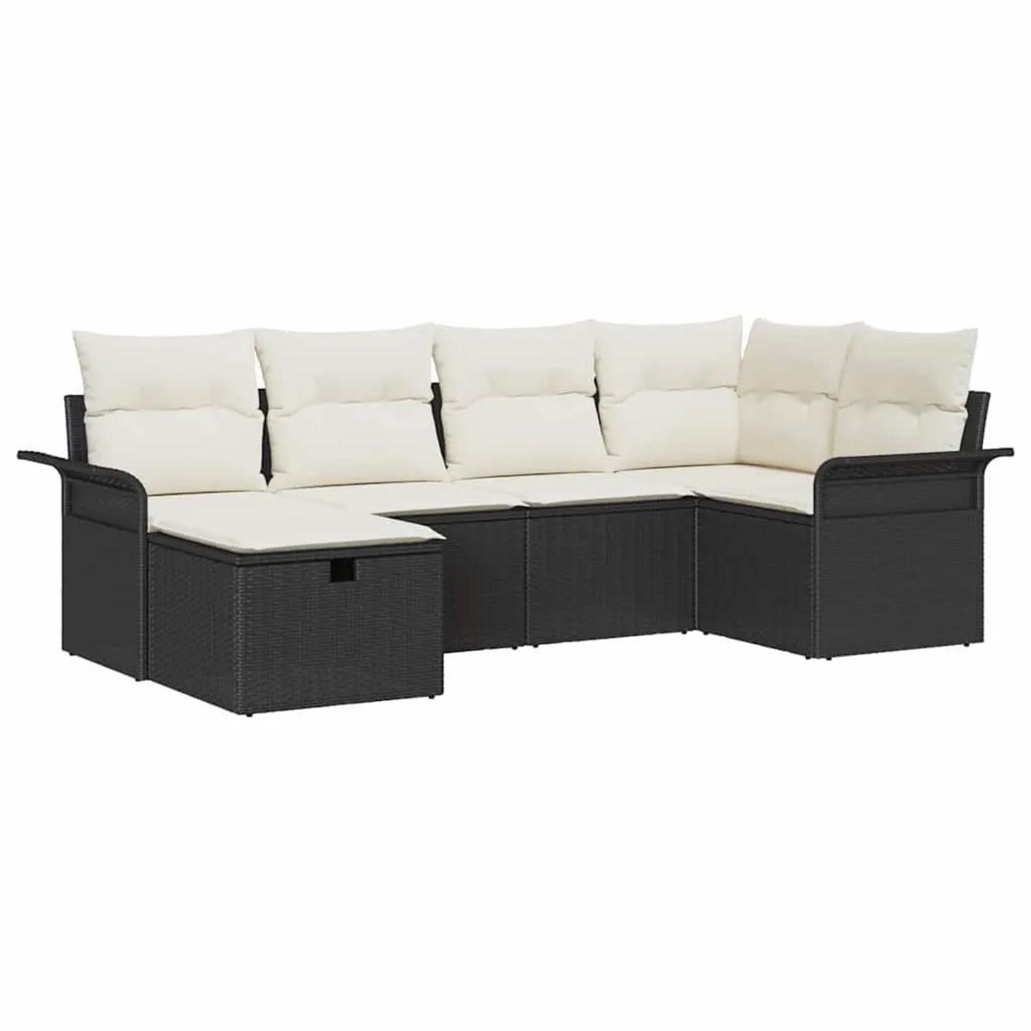 vidaXL Gartensofa-set mit Kissen 6-Tlg Schwarz und Creme Poly-Rattan 335887 günstig online kaufen