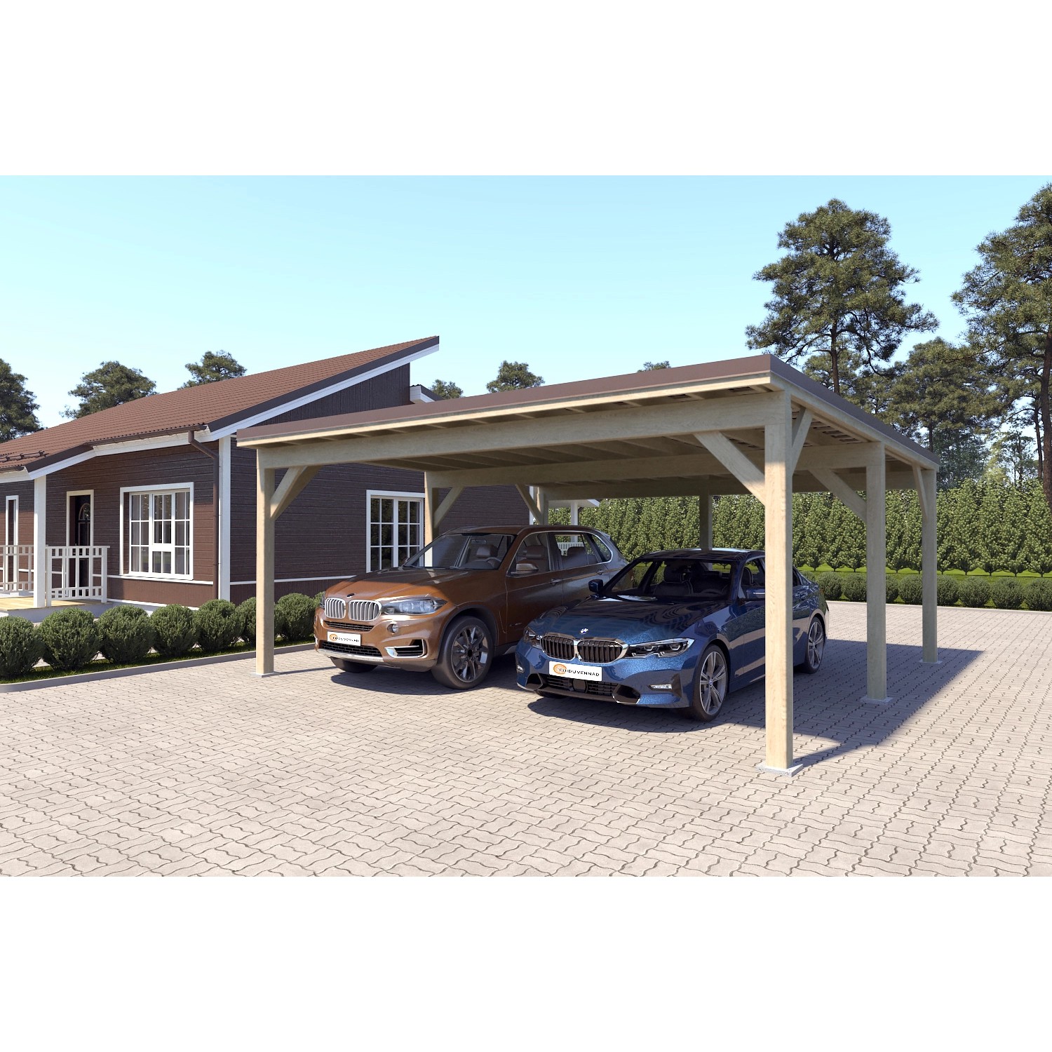 Holzbrüder Carport Ralf 36m² 150kg/m² Imprägniert-Dunkelbraun günstig online kaufen
