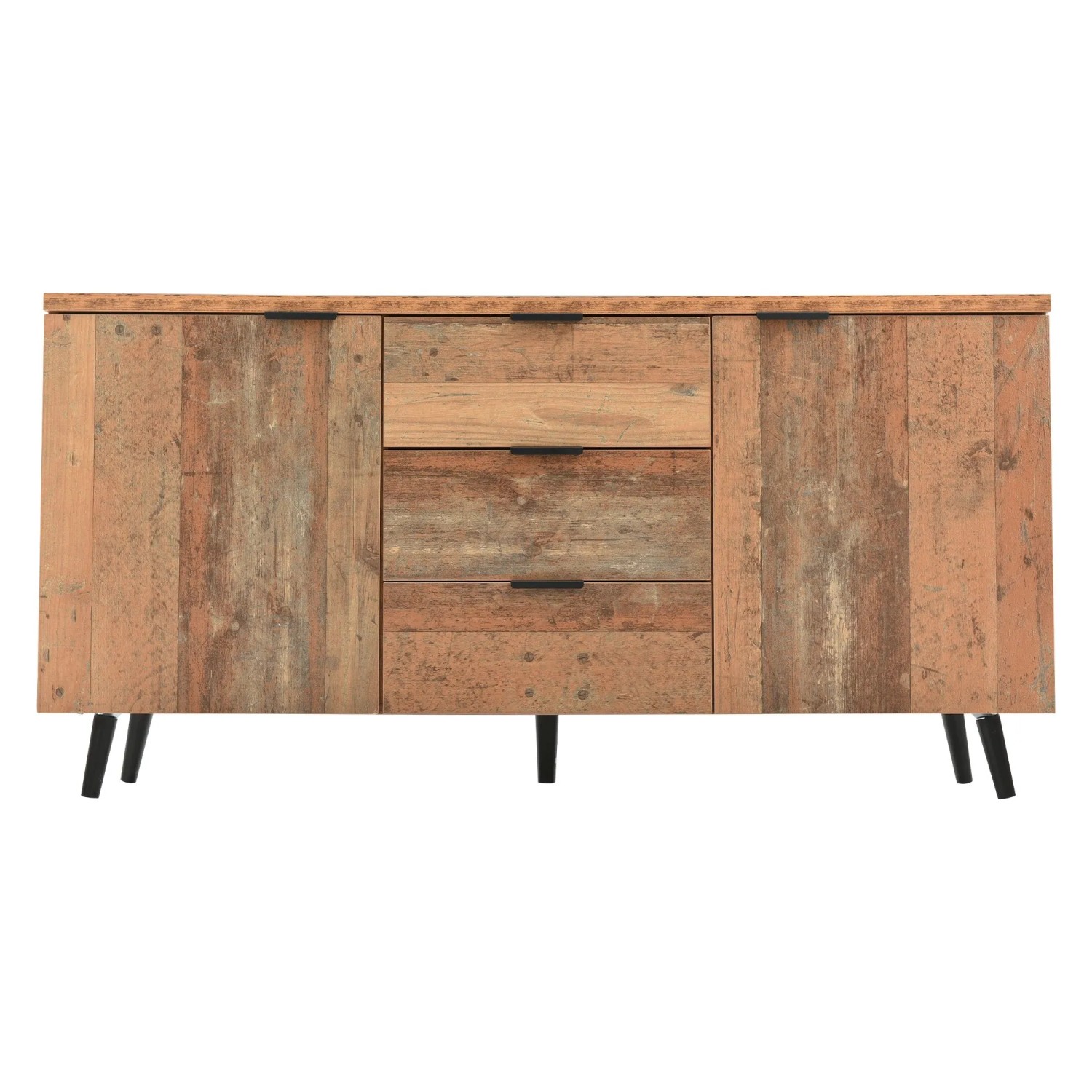 Merax Sideboard TV Schrank 3 Schubladen Verstellbare Böden Vintage Braun