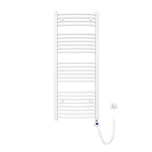 Emke Elektrischer Badheizkörper Gebogen mit Thermostat Handtuchtrockner mit Heizstab 120x50cm 500W Weiß