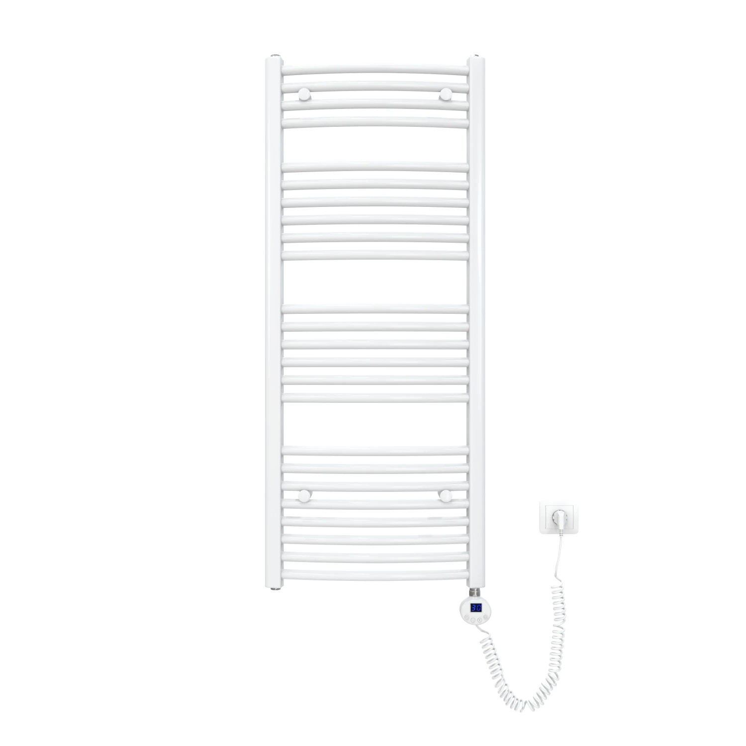 Emke Elektrischer Badheizkörper Gebogen mit Thermostat Handtuchtrockner mit Heizstab 120x50cm 500W Weiß