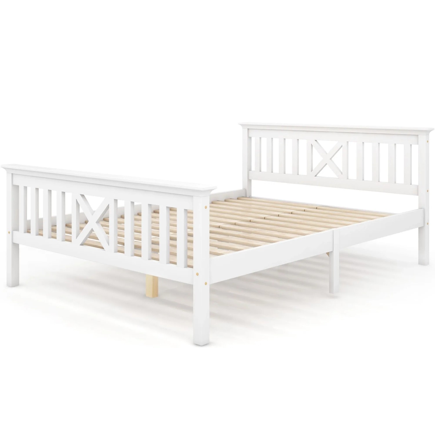 okwish Holzbett 140x200cm mit Kopfteil Jugendzimmer Weiß ohne Matratze