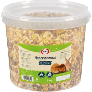 elles Kaninchenfutter Nager-Schmaus, 3 kg Eimer mit Futter-Mix aus Getreide, Saaten und Nüssen.