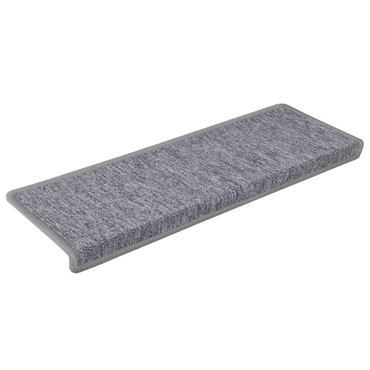 Hellgraue vidaXL Stufenmatte aus Nadelvlies, 65x21 cm, mit umgelegtem Rand. Rutschfest für Treppen.