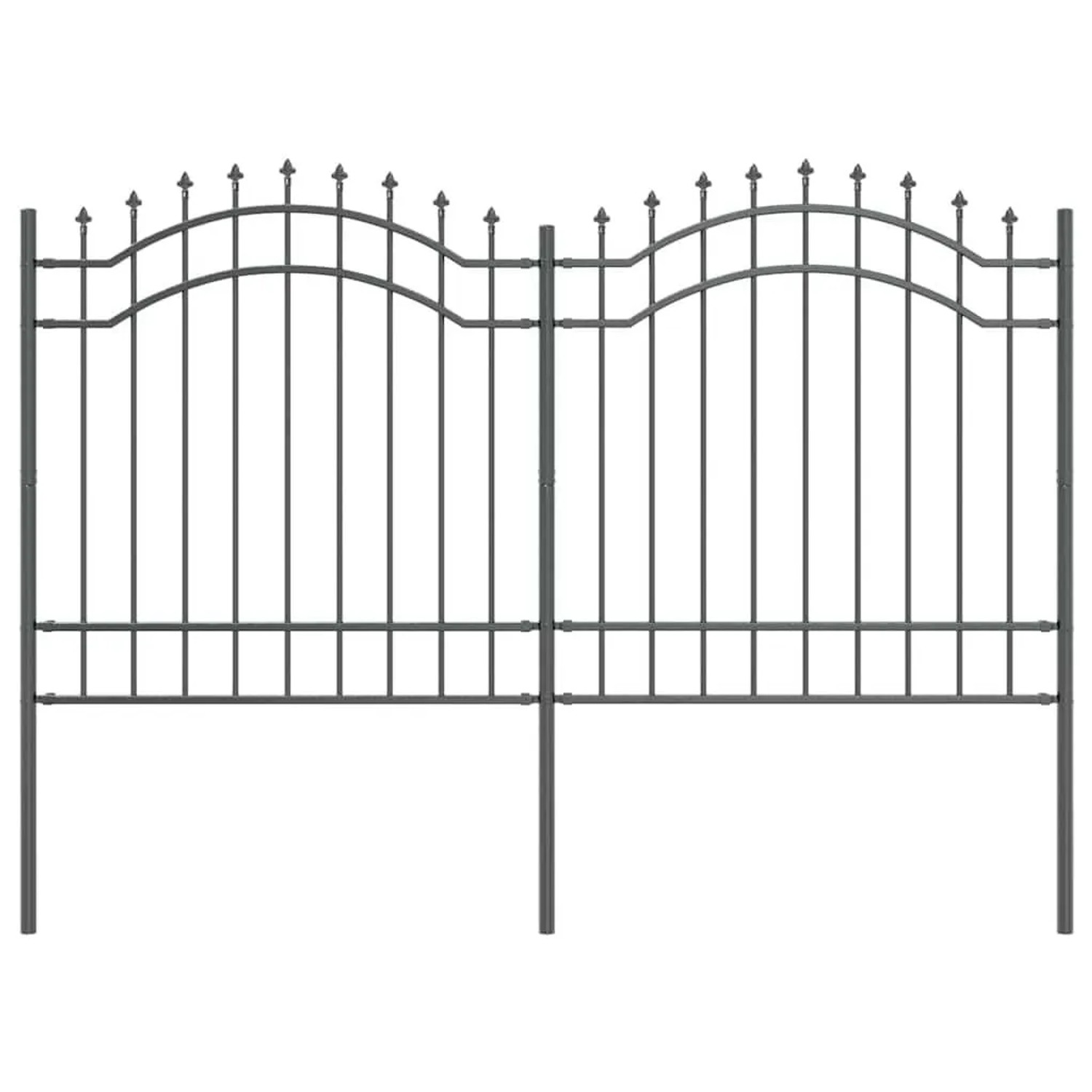 vidaXL Gartenzaun Grau 165 cm Pulverbeschichteter Stahl 42003960 günstig online kaufen