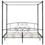 Schwarzes vidaXL Himmelbett-Gestell aus Metall, 200x200 cm, mit Lattenrost und Herz-Design am Kopfteil.
