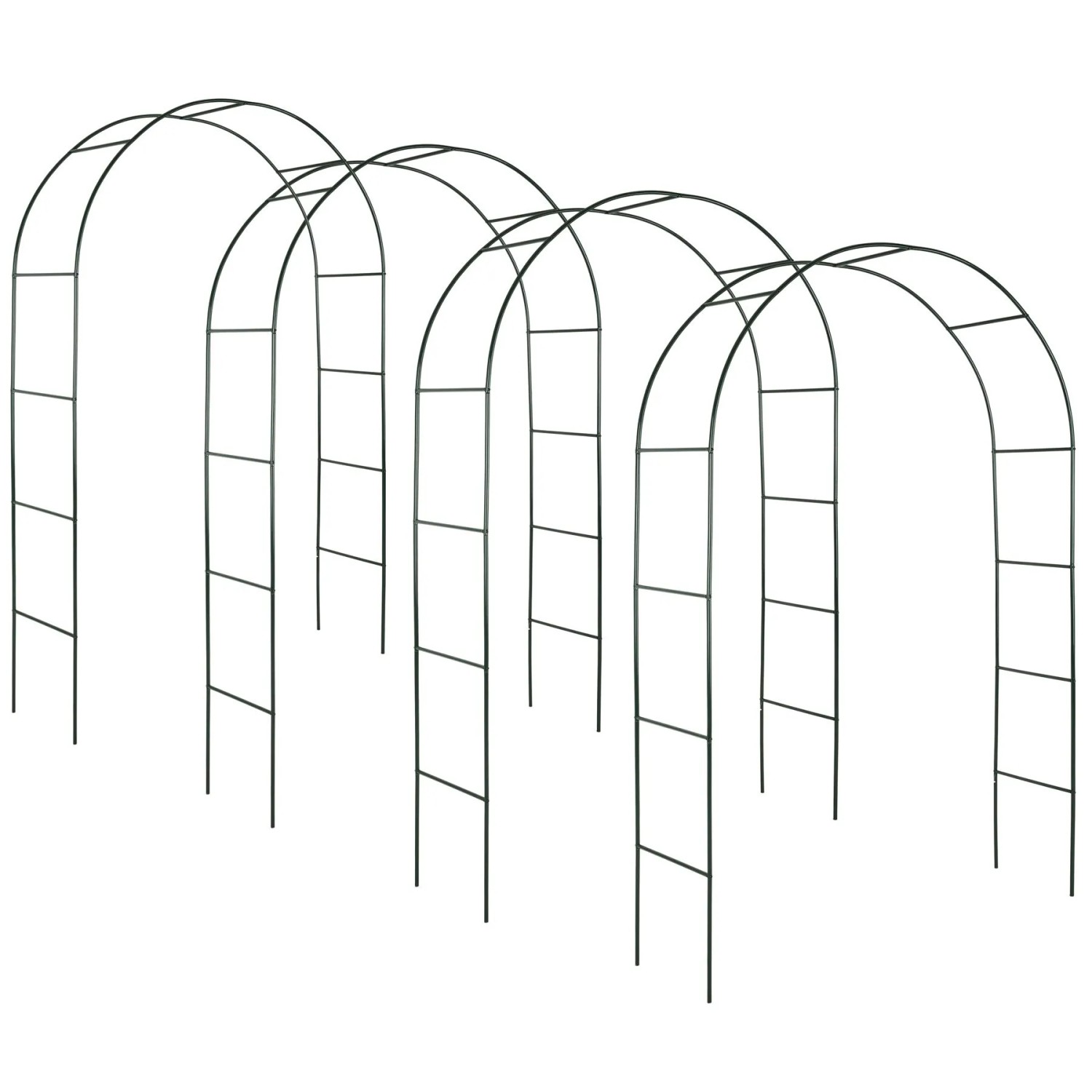 Tectake 4Er Set Rosenbogen  Aus Stahl Wetterfest  140 x 40 x 240 cm Grün