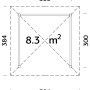Draufsicht Palmako Holz-Pavillon Bianca, 8,3 m², Maße 384x384 cm, ideal für den Garten.