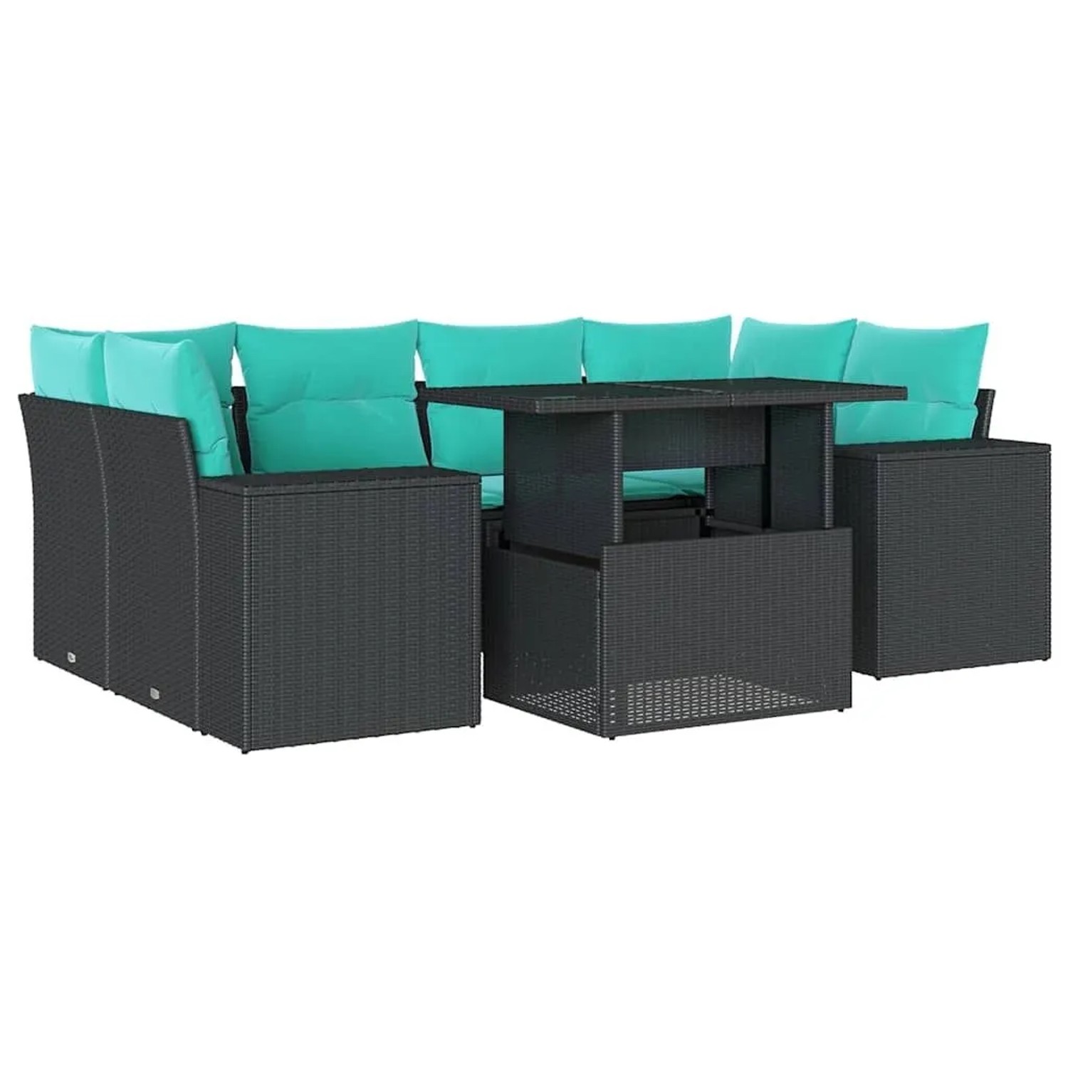 vidaXL 7-Tlg Gartensofa-Set mit Kissen Schwarz Polyrattan 3269017 günstig online kaufen
