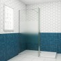 Duschparadies Walk-In Dusche 140x200cm, satiniertes Glas mit Streifen und verchromtem Rahmen.
