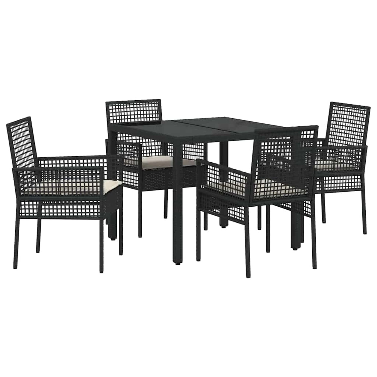 vidaXL Garten Essgruppe 5-Tlg Schwarz Poly Rattan 3334856 günstig online kaufen