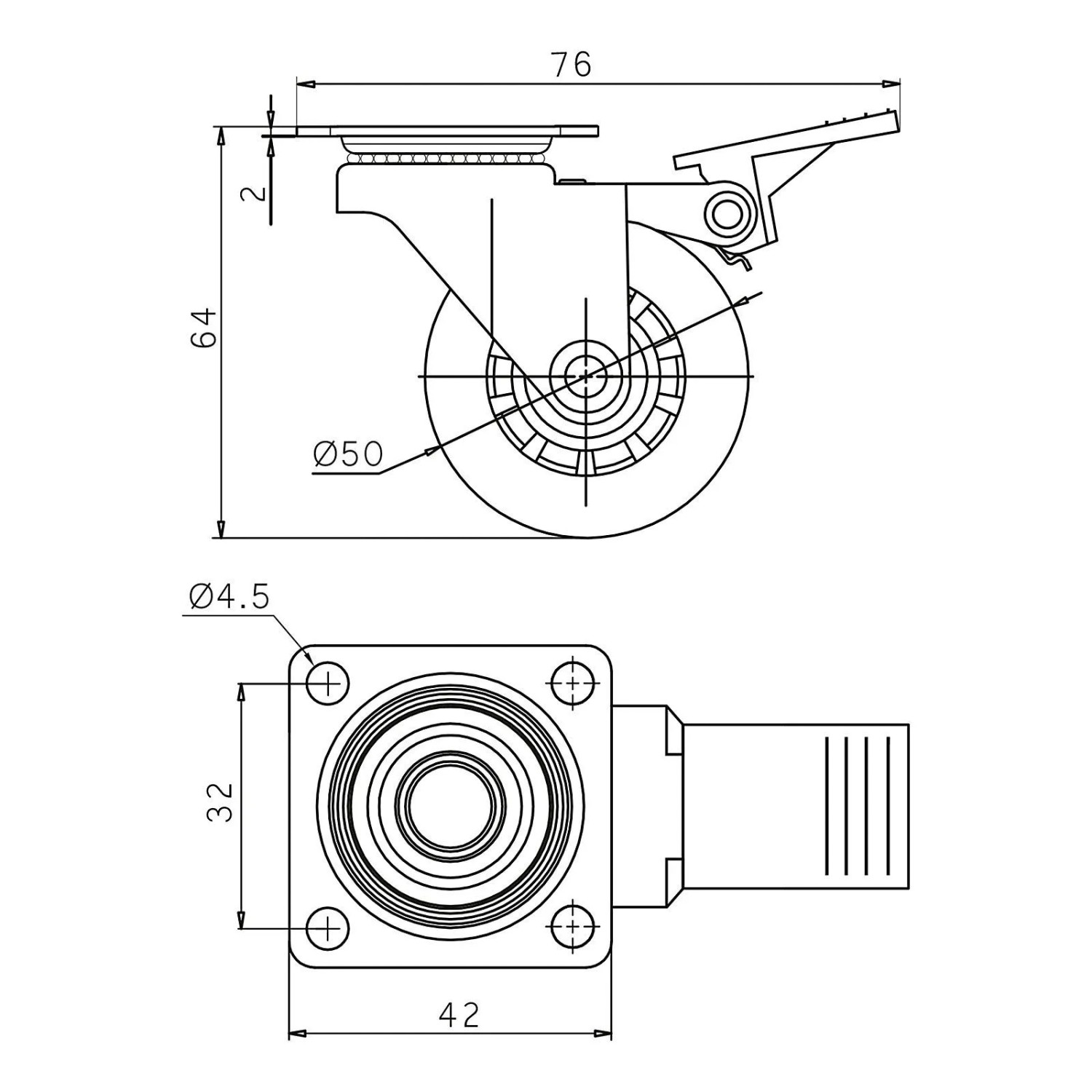 SOTECH Möbelrolle SWIFT Ø50 mm Tragkraft Bis 35 Kg Je Rolle Transparent mit Feststeller_2