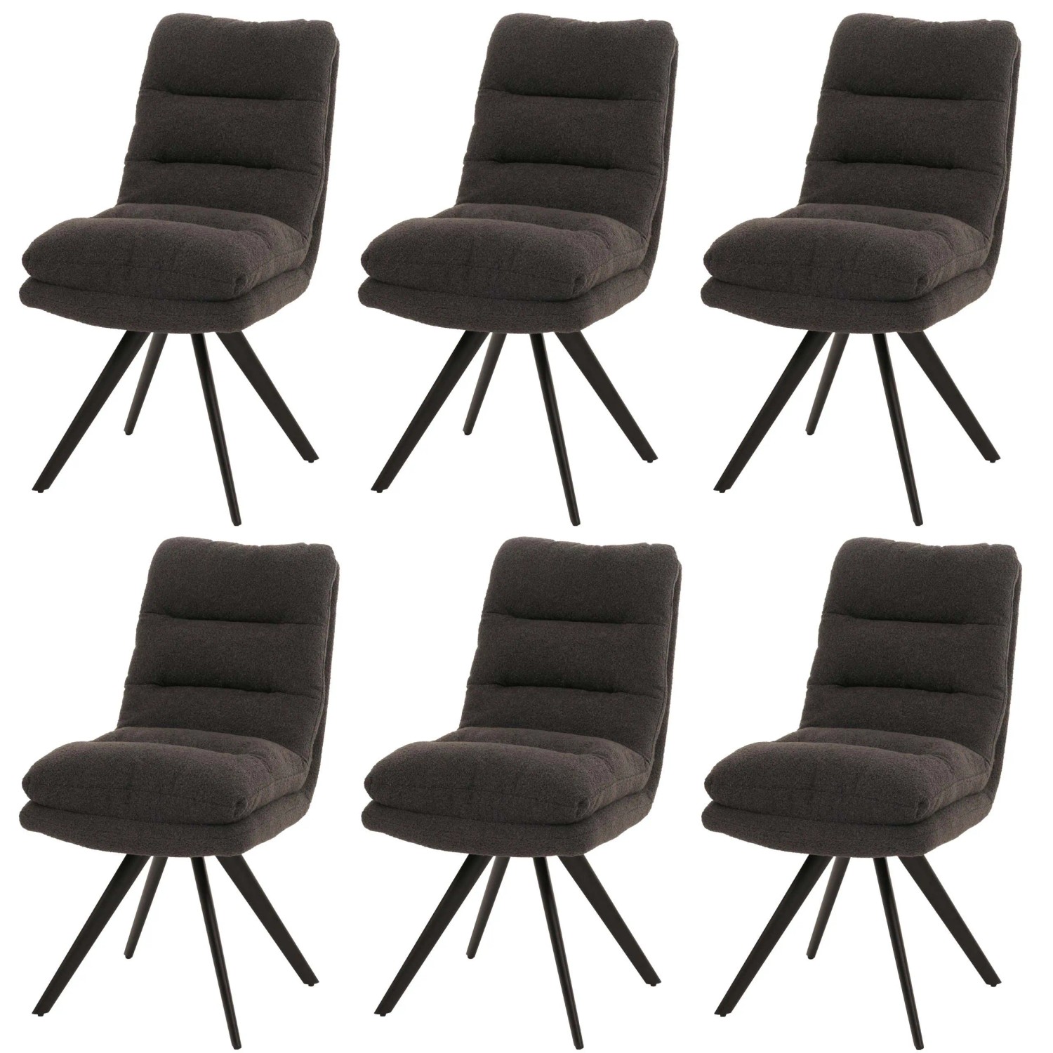 MCW Esszimmerstuhl G66 Boucle 6er-Set Dunkelgrau