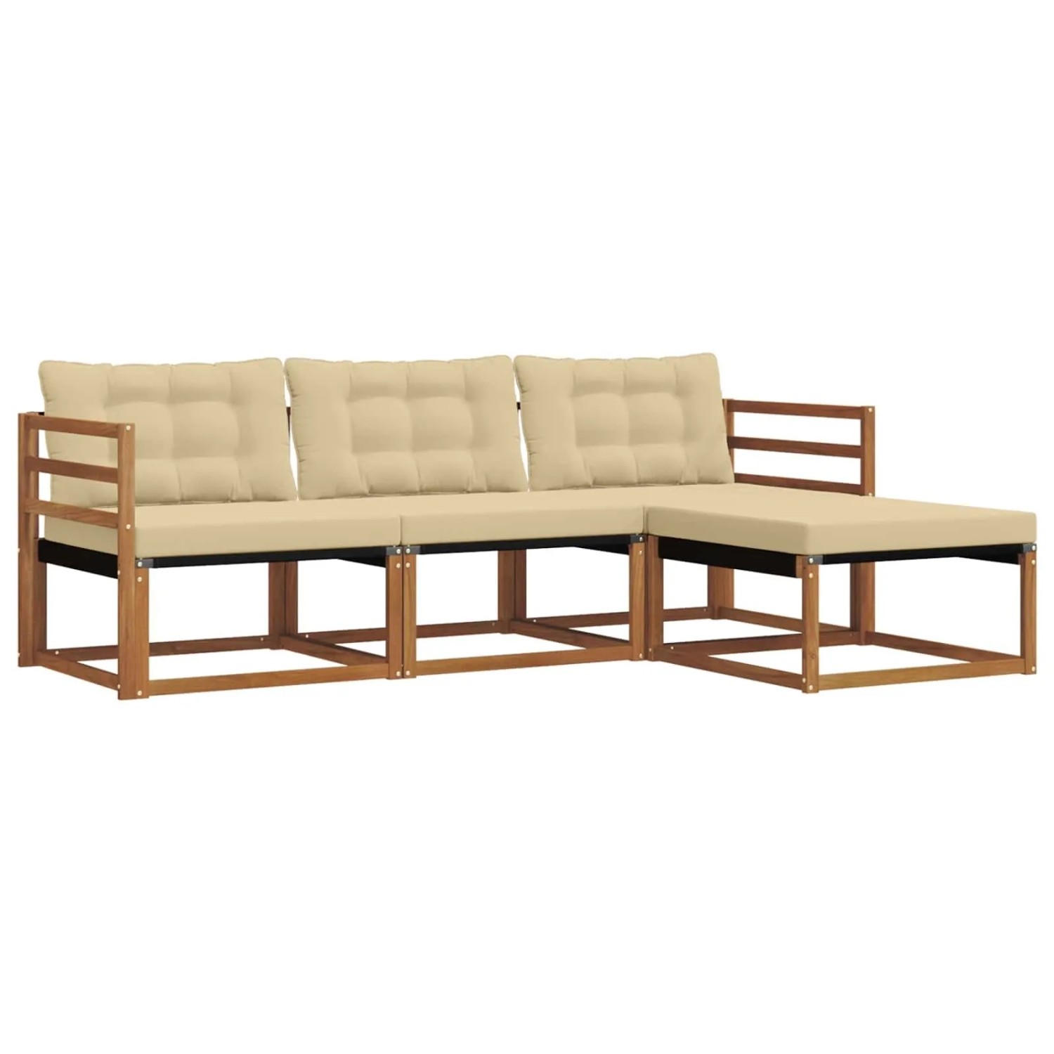 vidaXL Outdoor-Sofagarnitur mit Kissen 4-Tlg Natur und Beige 3369328