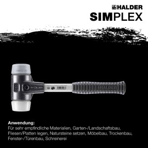 Halder Simplex Schonhammer Ø 60 mm TPE-mid Grau   Superplastik mit Verstärktem Tempergussgehäuse und FiberglasStiel