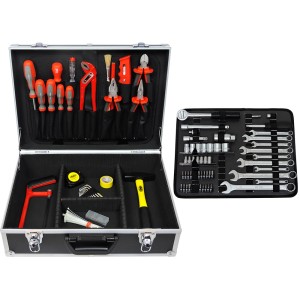 Famex Werkzeugkoffer 759-63, 126-teilig, mit Werkzeugsortiment für Heimwerker und Profis.