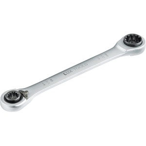 LUX Ringschraubenschlüssel 4-in-1 (8-13 mm) aus Chrom-Vanadium-Stahl, mit Ratschenfunktion.