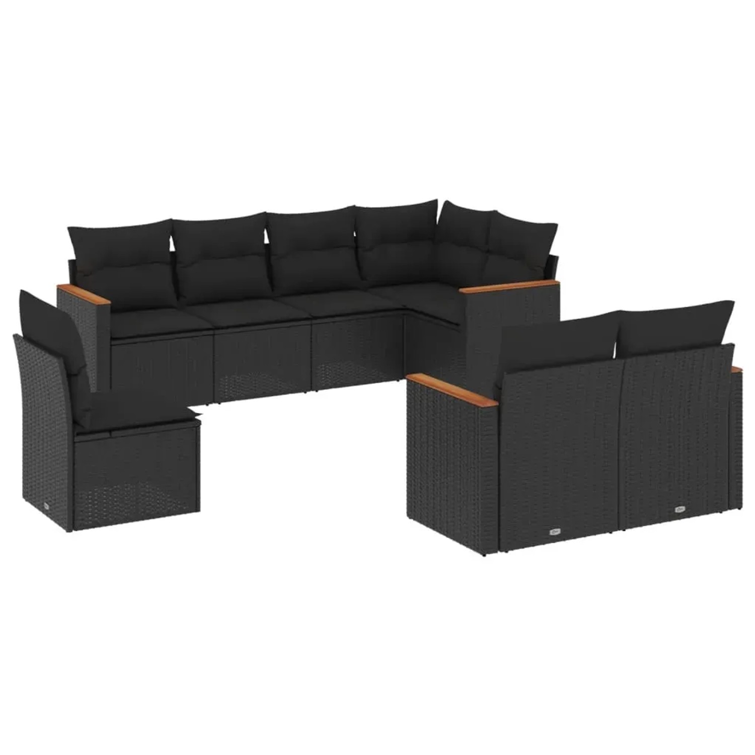 vidaXL 8-Tlg Garten-Sofagarnitur mit Kissen Schwarz Poly Rattan 3258562