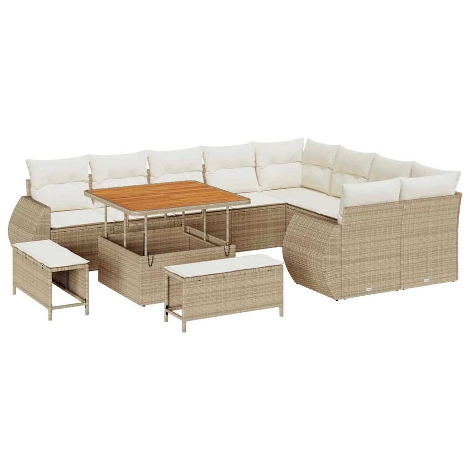 vidaXL Garten-Sofa-Set 12-Tlg Beige Poly Rattan 3361906 günstig online kaufen