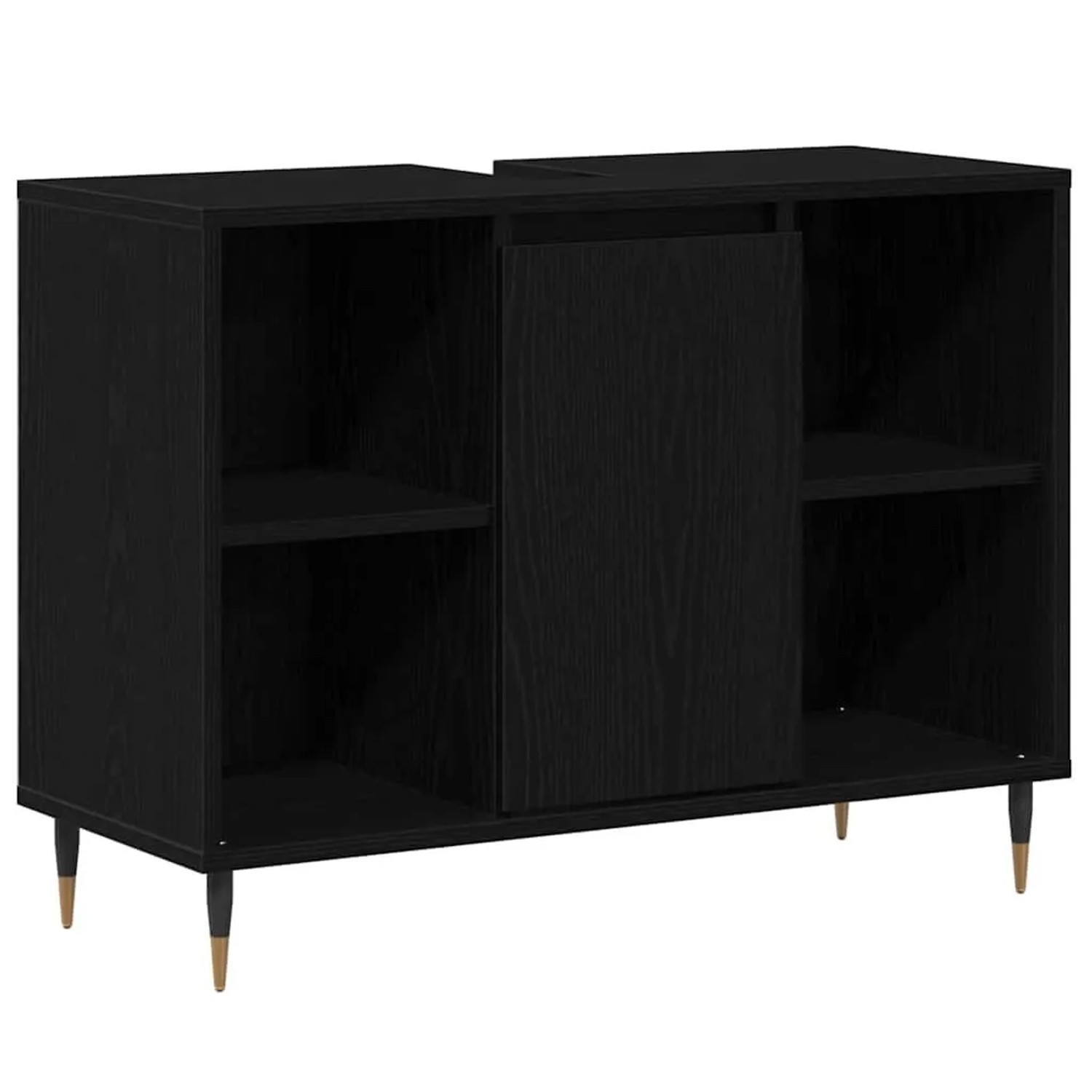vidaXL Badezimmerschrank mit Tür Schwarz 80 x 33 x 60 cm Holzwerkstoff 8738 günstig online kaufen