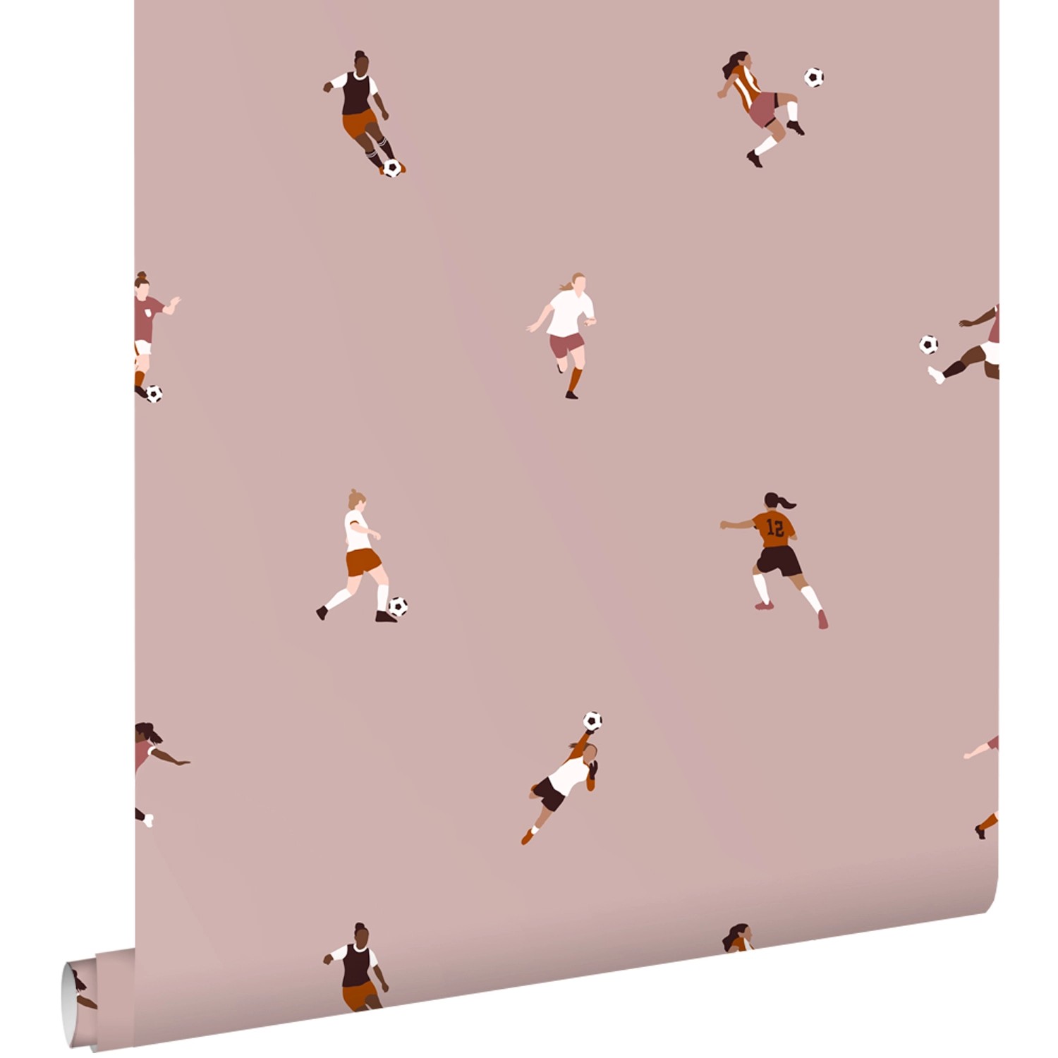 ESTAhome Tapete Fußballspielerinnen Terrakottarosa 50 x 900 cm günstig online kaufen