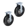 Relaxdays Bockrolle 2er Set Stahl Gummi Schwarz Silber Schwerlast Luftbereift 26 cm x 8,5 cm